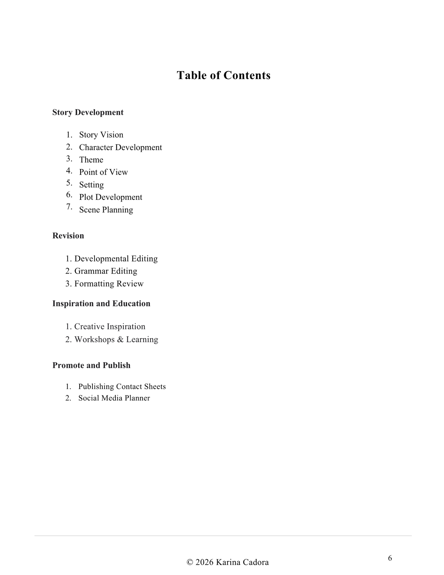 Digital Novel Planner PDF for Writers 60-Page Writing Workbook-Karina Cadora