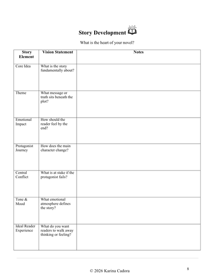 Digital Novel Planner PDF for Writers 60-Page Writing Workbook-Karina Cadora
