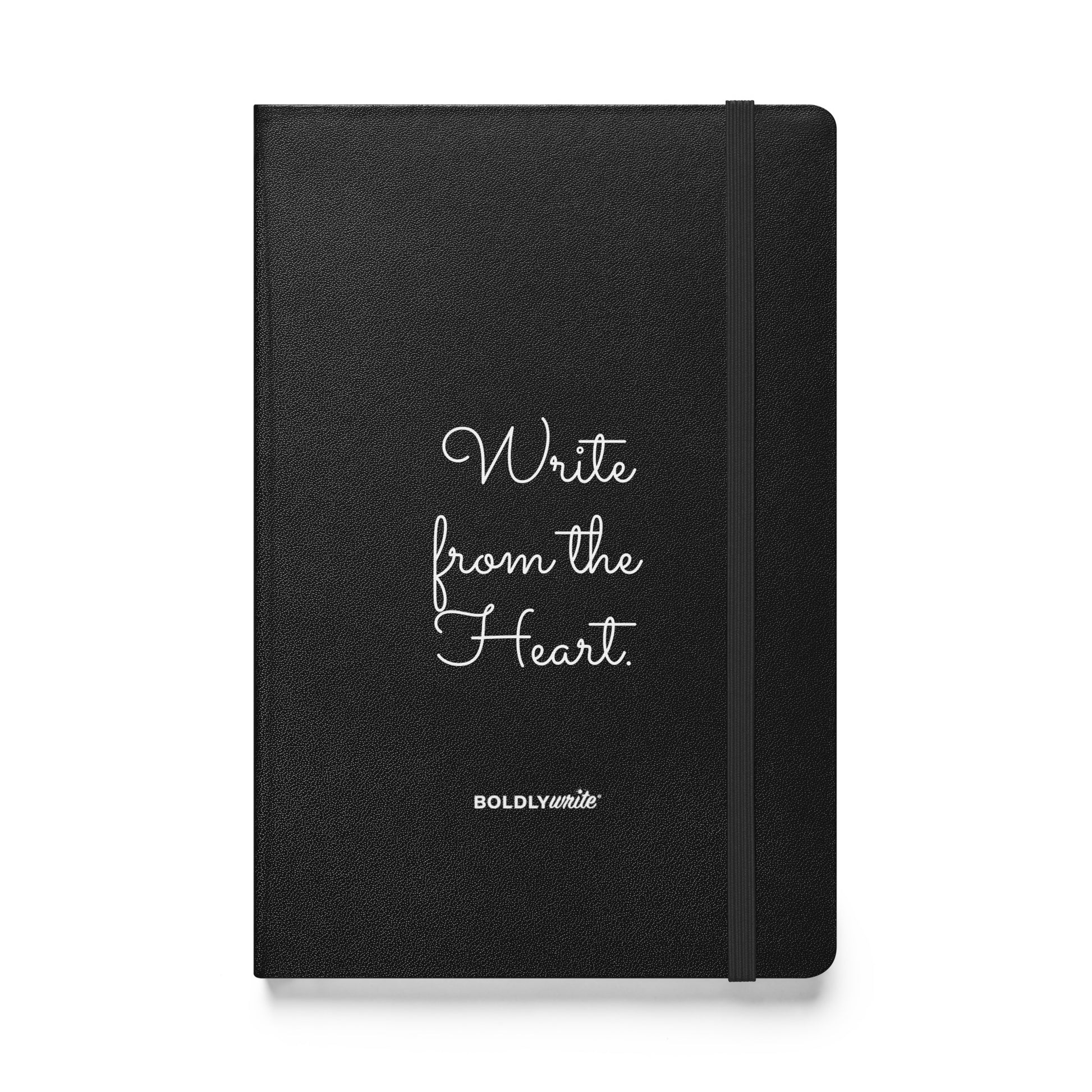 Write from the Heart black hardcover journal with elastic band closure – Boldly Write