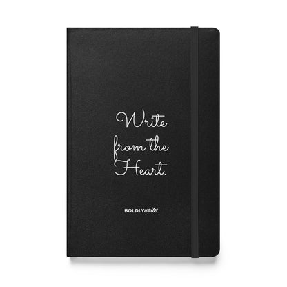 Write from the Heart black hardcover journal with elastic band closure – Boldly Write