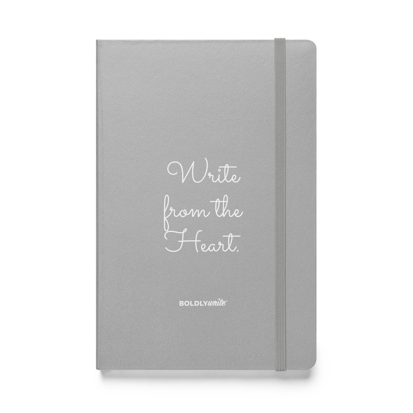 Write from the Heart grey hardcover journal with elastic band closure – Boldly Write