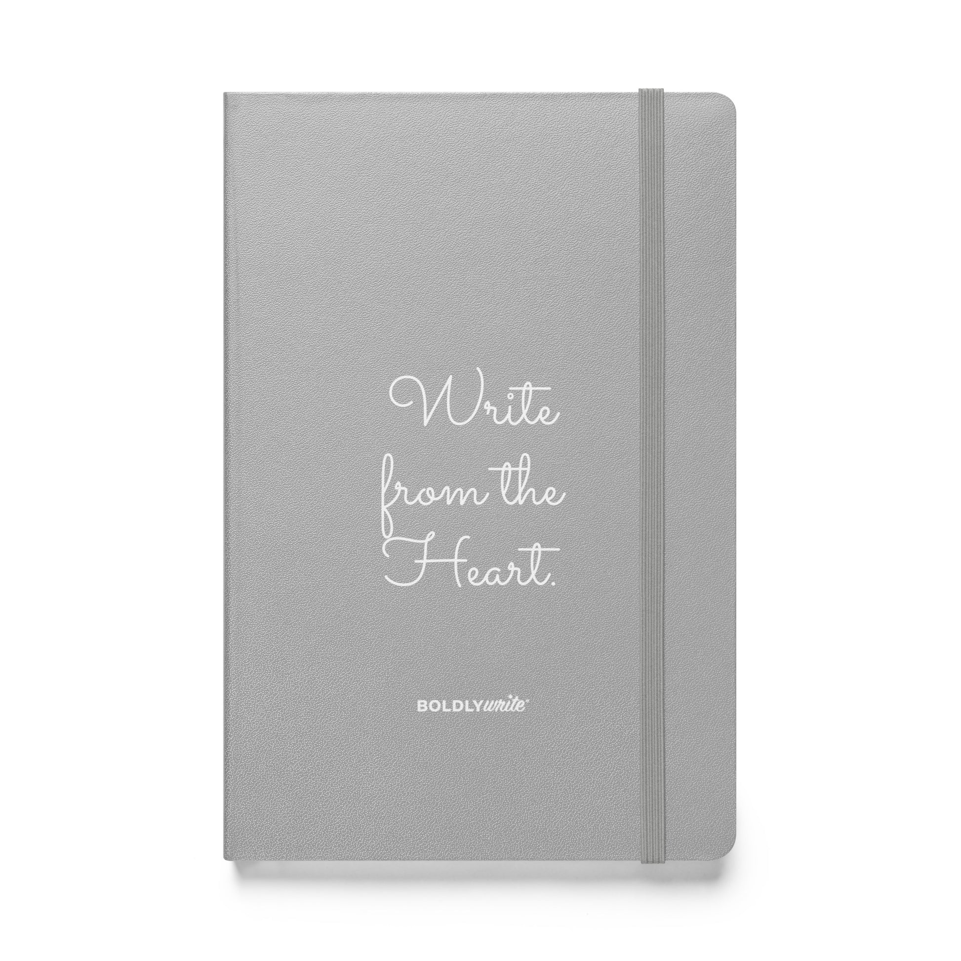 Write from the Heart grey hardcover journal with elastic band closure – Boldly Write